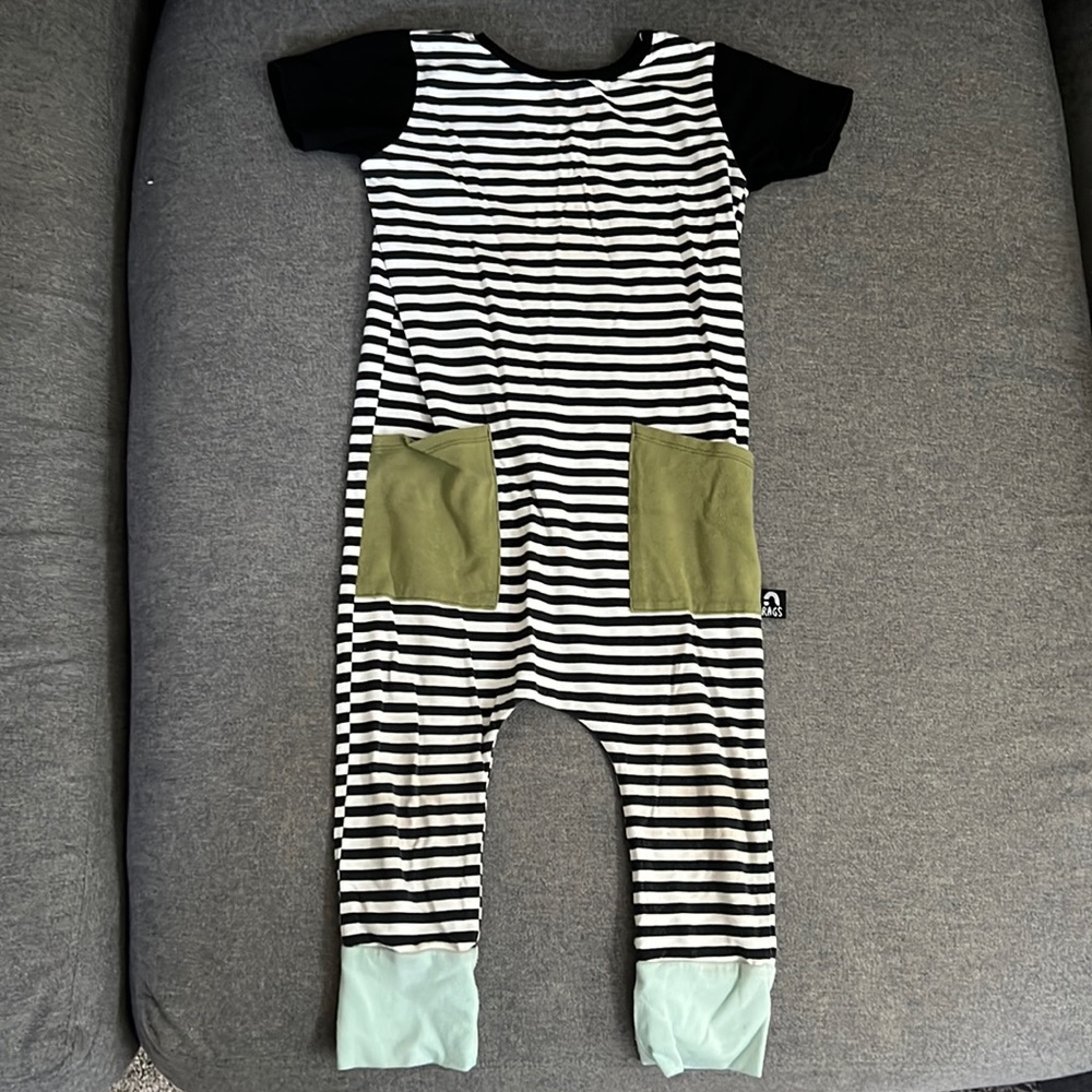 Striped Black and White Kids One Piece